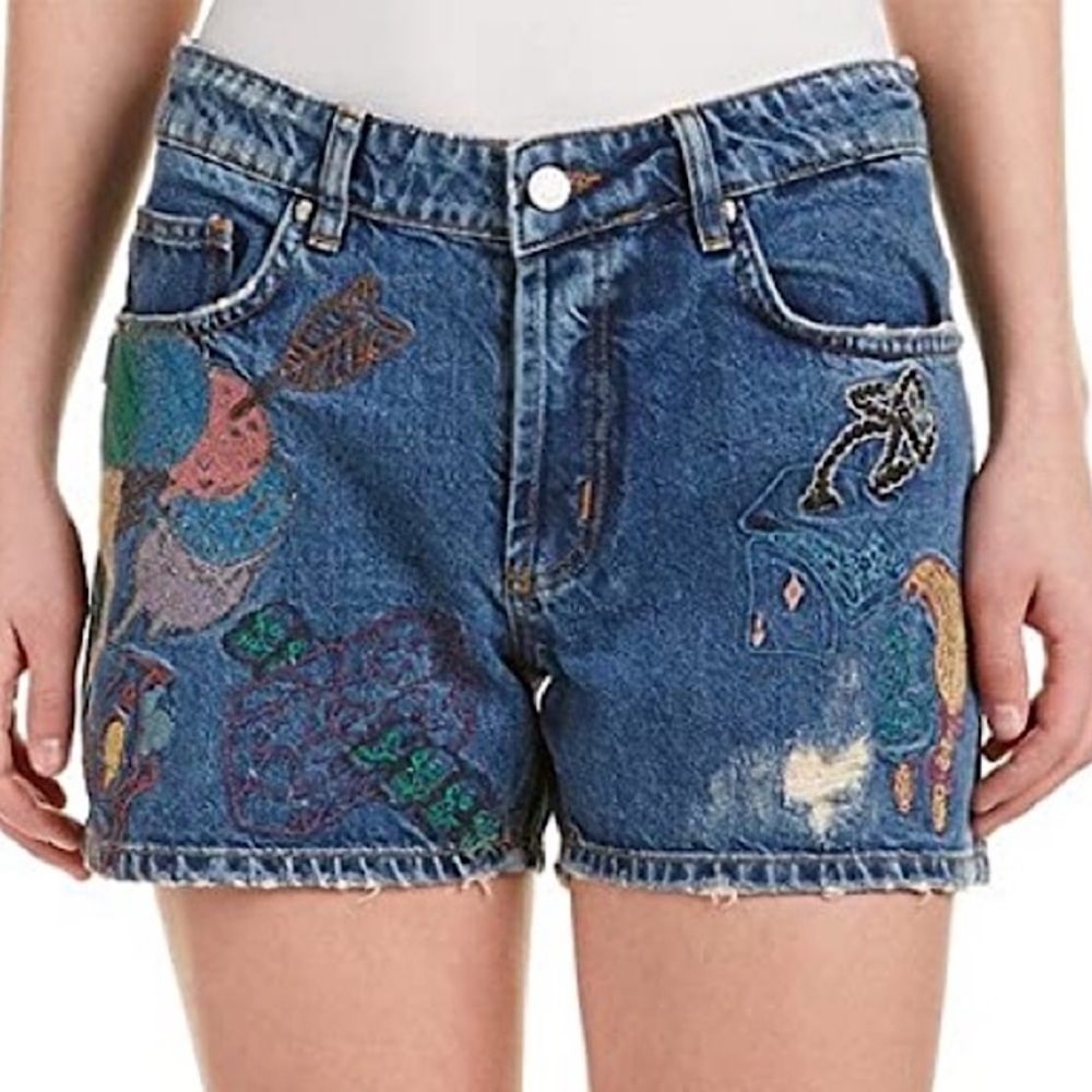 Embroidered Denim Women's Shorts
